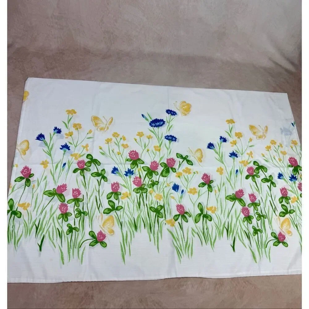 Vintage Floral Pillowcase Set Butterflies 20x30” Burlington